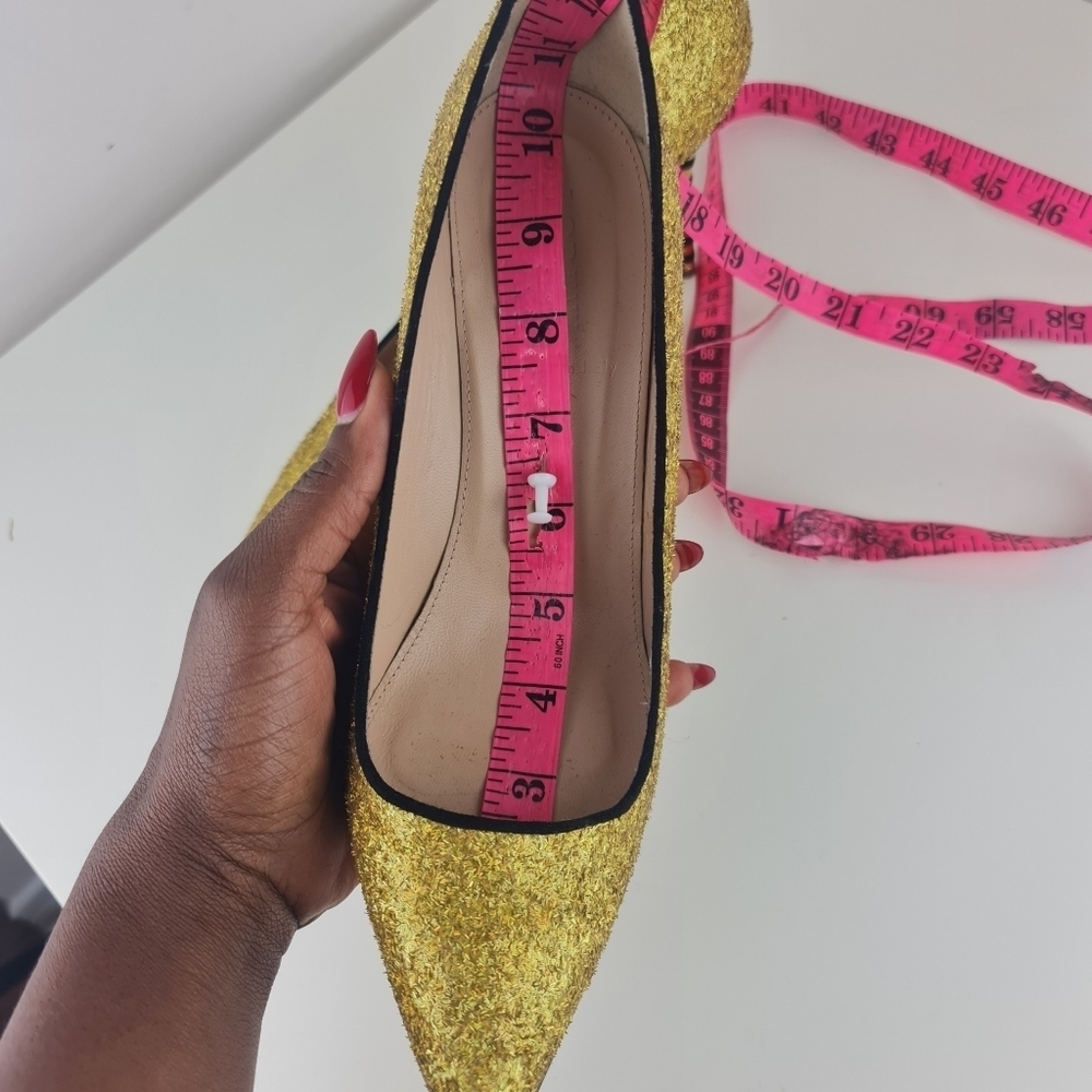 J.Crew Women Roxie Black Gold Glitter Striped Heels Party Size 9 Leather - Picture 12 of 16